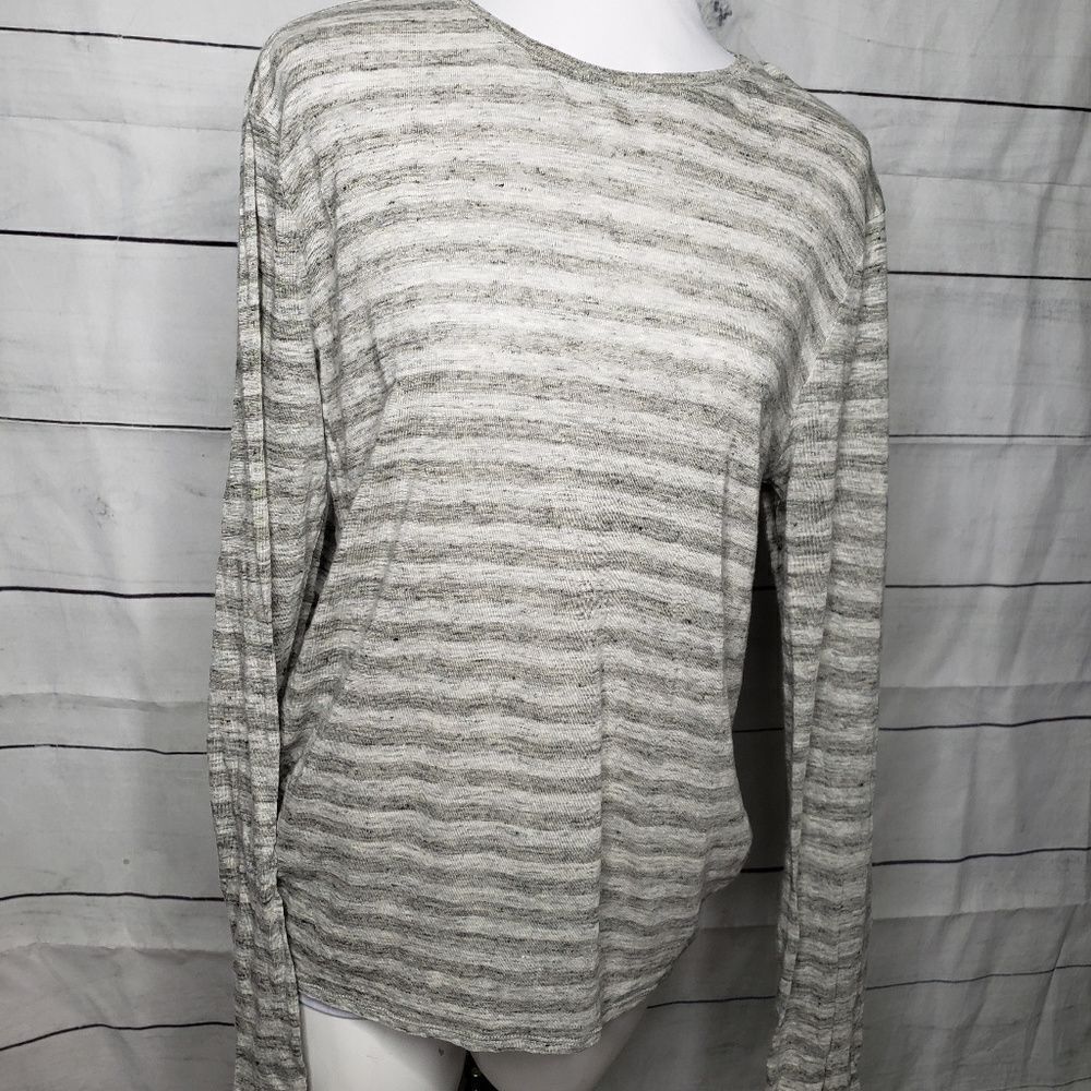 Vince Linen striped grey gray top medium